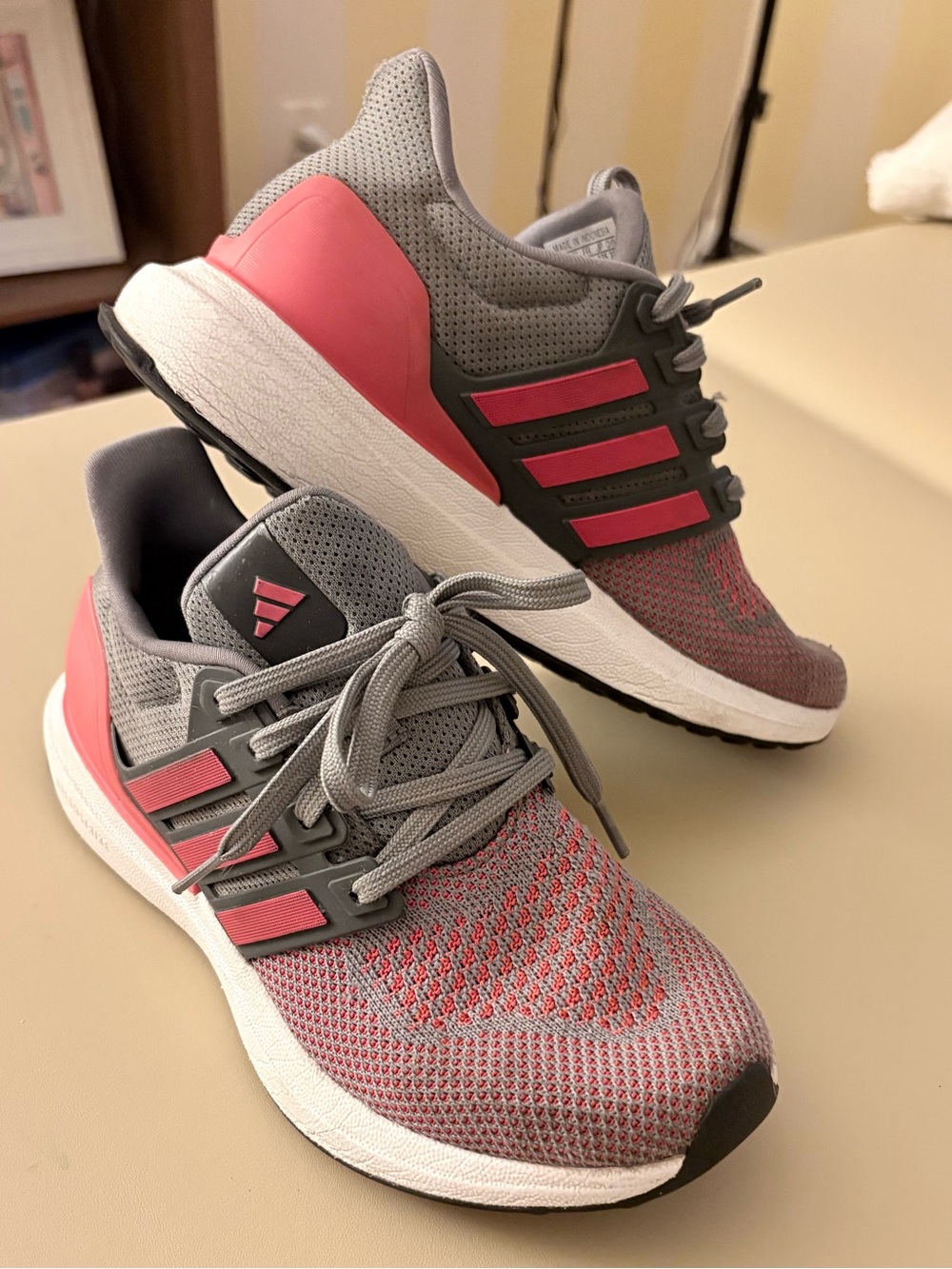 Adidas Gray and Red Running Shoes